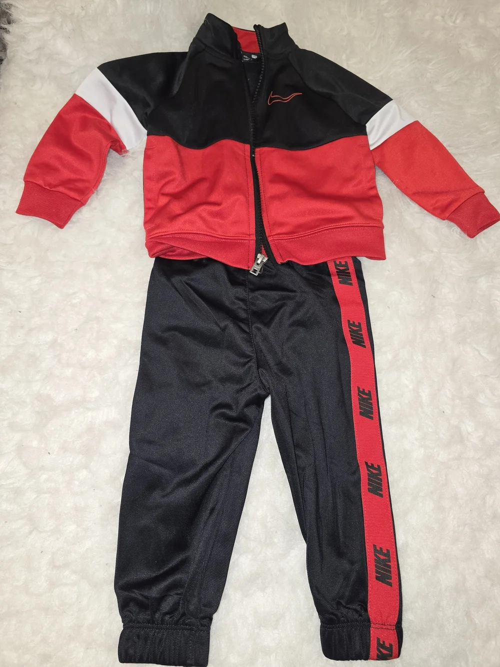 Nike Kids Red and Black Track Set - Zip Jacket & Joggers